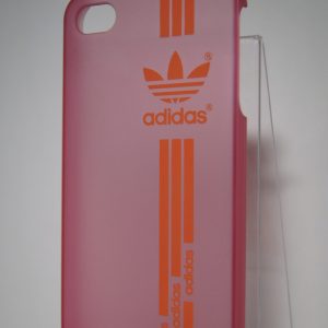 Защитный пластиковый  матовый розовый чехол Adidas для Iphone 4