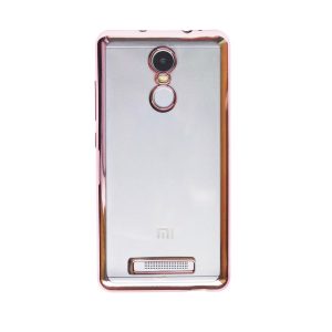 Прозрачный силиконовый чехол для Xiaomi Redmi Note 3 / Redmi Note 3 Pro с глянцевой окантовкой (Розовый)