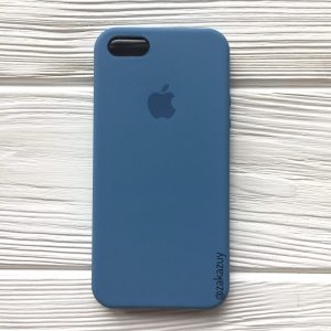 Оригинальный чехол Silicone Case с микрофиброй для Iphone 5 / 5s / SE №36 (Azure)