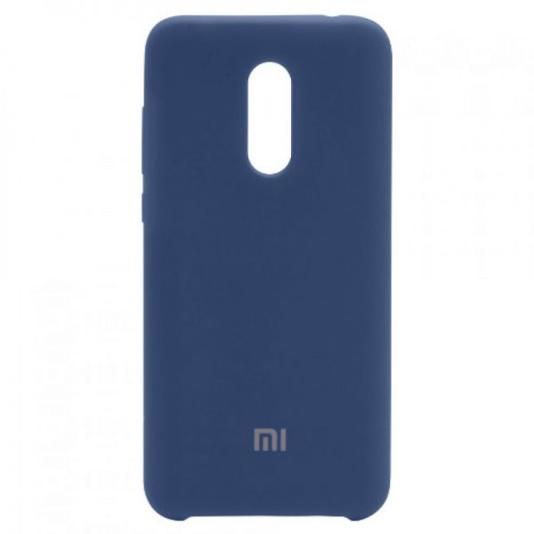 Оригинальный чехол Silicone case с микрофиброй для Xiaomi Redmi 5 Plus (Синий)