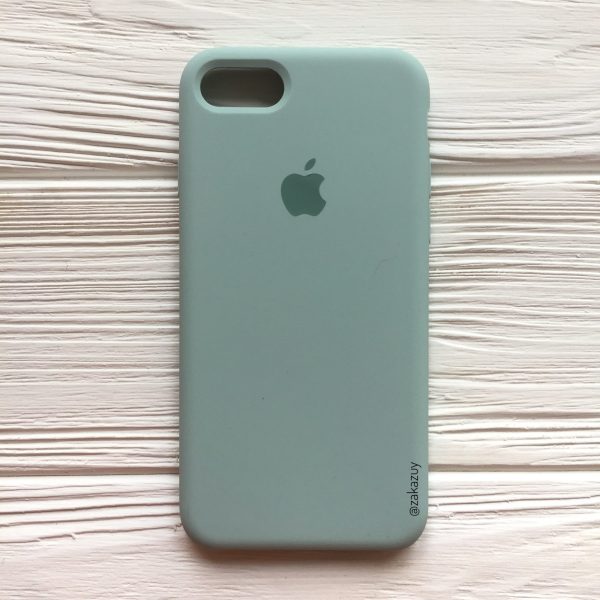 Оригинальный чехол Silicone Case с микрофиброй для Iphone 7 / 8 / SE (2020) №21 (Light Mint)