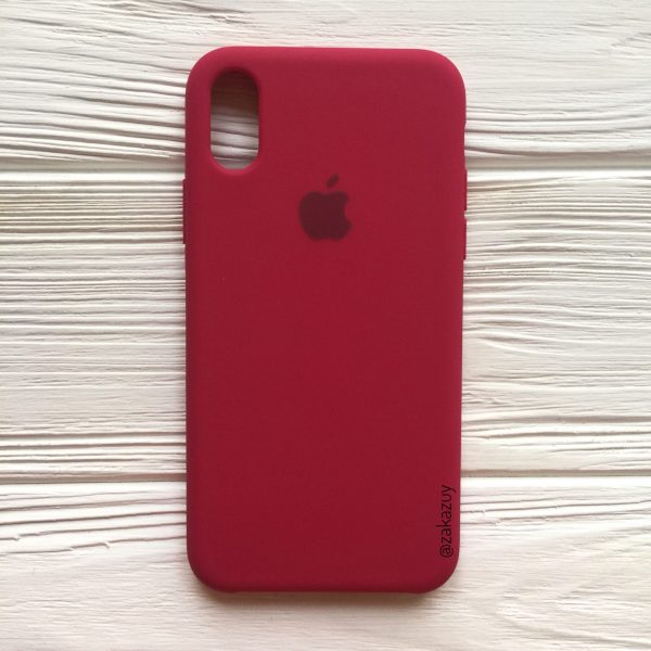 Оригинальный чехол Silicone Case с микрофиброй для Iphone X / XS №4 (Rose Red)