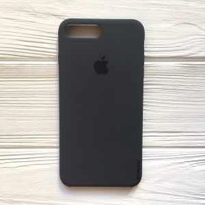 Оригинальный чехол Silicone Case с микрофиброй для Iphone 7 Plus / 8 Plus №37 (Dark Grey)