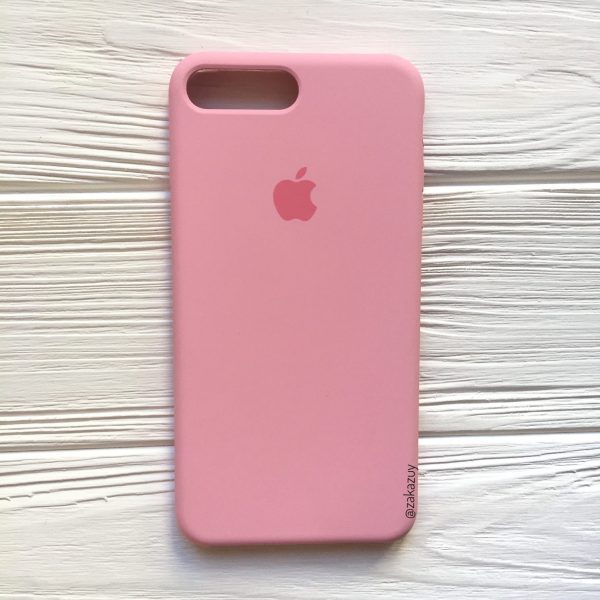 Оригинальный чехол Silicone Case с микрофиброй для Iphone 7 Plus / 8 Plus №35 (Pink)