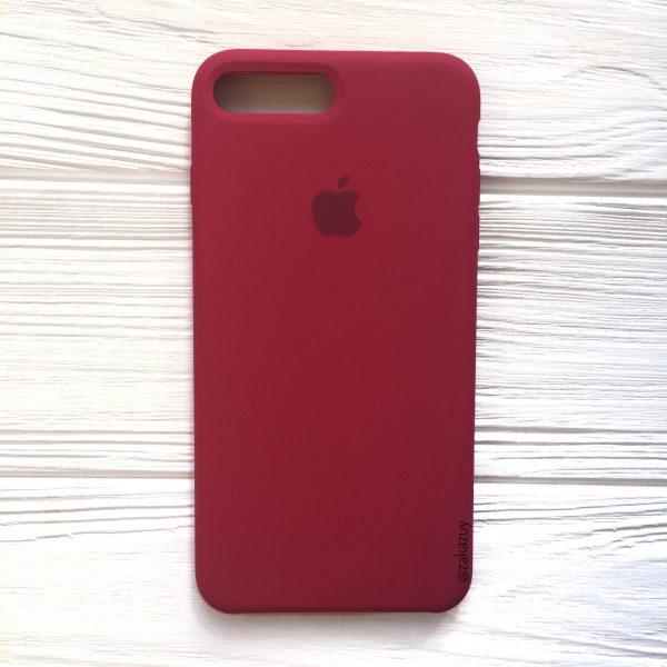 Оригинальный чехол Silicone Case с микрофиброй для Iphone 7 Plus / 8 Plus №4 (Rose Red)