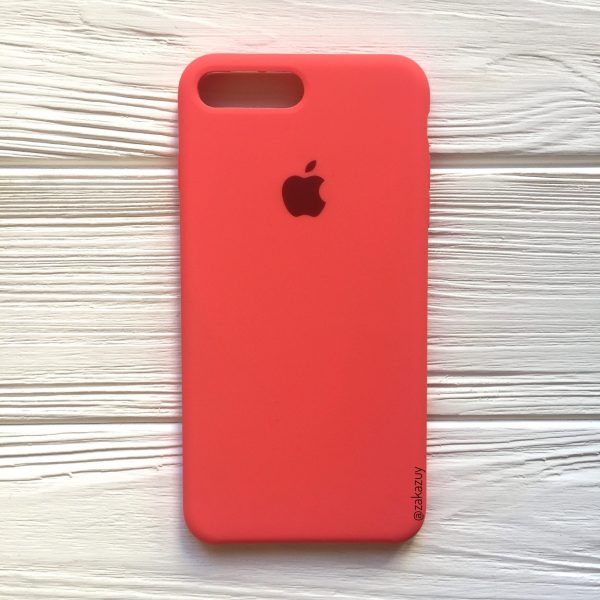 Оригинальный чехол Silicone Case с микрофиброй для Iphone 7 Plus / 8 Plus №31 (Ultra Coral)