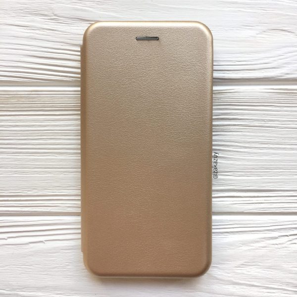 Кожаный чехол-книжка (экокожа+TPU) для Samsung A750 Galaxy A7 (2018) (Gold)