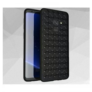 Силиконовый TPU чехол SKYQI плетеный под кожу для Samsung Galaxy A8 Plus 2018 (A730) – Черный
