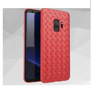 Силиконовый TPU чехол SKYQI плетеный под кожу для Samsung Galaxy A8 Plus 2018 (A730) – Красный