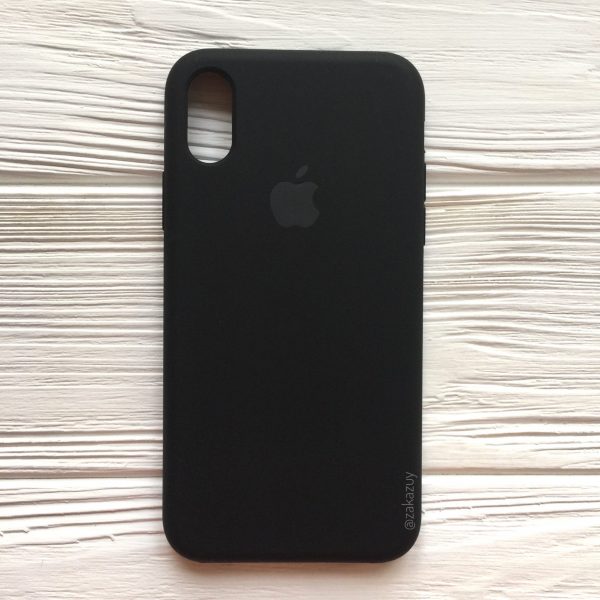 Оригинальный чехол Silicone Case с микрофиброй для Iphone XS Max №7 (Black)