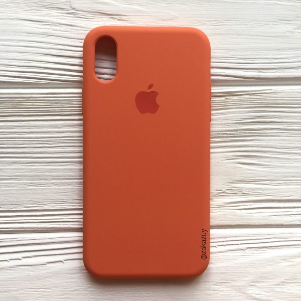 Оригинальный чехол Silicone Case с микрофиброй для Iphone X / XS №11 (Light Orange)