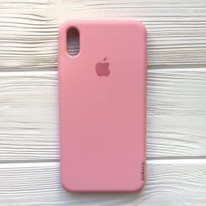 Оригинальный чехол Silicone Case с микрофиброй для Iphone XS Max №35 (Pink)