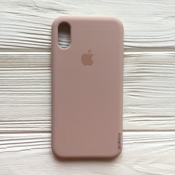 Оригинальный чехол Silicone Case с микрофиброй для Iphone XS Max №8 (Powder)