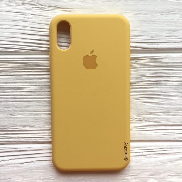 Оригинальный чехол Silicone Case с микрофиброй для Iphone XS Max №13 (Yellow)