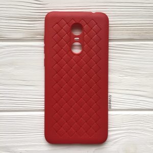 Силиконовый TPU чехол SKYQI плетеный под кожу для Xiaomi Redmi 5 – Красный