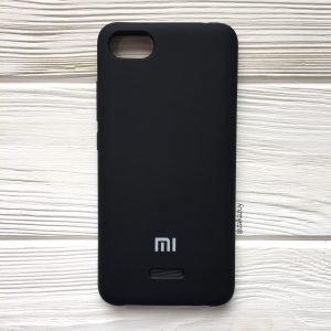 Оригинальный чехол Silicone Case с микрофиброй для Xiaomi Redmi 6А (Черный)