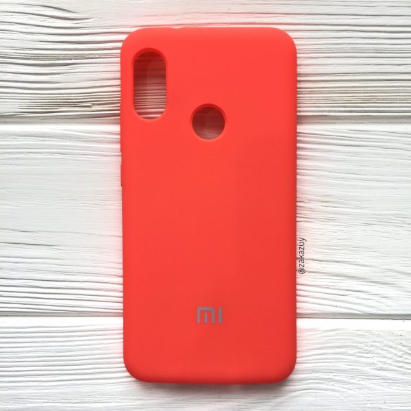 Оригинальный чехол Silicone Case с микрофиброй для Xiaomi Redmi 6 Pro / Mi A2 Lite (Кораловый)