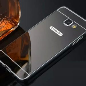 Серый алюминиевый чехол (бампер) с акриловой вставкой и зеркальным покрытием для Samsung A520 Galaxy A5 2017 (Grey)