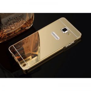 Алюминиевый чехол (бампер) с акриловой вставкой и зеркальным покрытием для Samsung Galaxy A7 2016 (A710) (Gold)