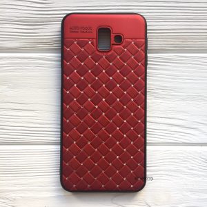 Cиликоновый плетеный (TPU+PC) чехол со стразами Diamond для Samsung Galaxy J6 Plus 2018 (J610) (Red)