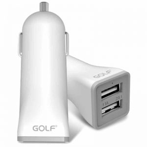 Автомобильное зарядное устройство (прикуриватель) Golf GF-C2 (2USB 3.1А) White