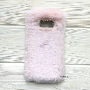 Светло-розовый силиконовый чехол (накладка) “Пушистик” с мехом и стразами для Samsung G950 Galaxy S8 (Light Pink)