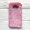 Силиконовый чехол (накладка) “Пушистик” с мехом и стразами для Samsung G955 Galaxy S8 Plus (Pink)