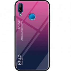 TPU+Glass чехол Gradient HELLO с градиентом для Huawei P Smart 2019 / Honor 10 Lite (Rose)