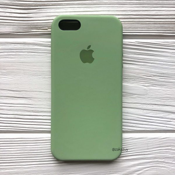 Оригинальный чехол Silicone Case с микрофиброй для Iphone 5 / 5s / SE  №10 (Light Green)