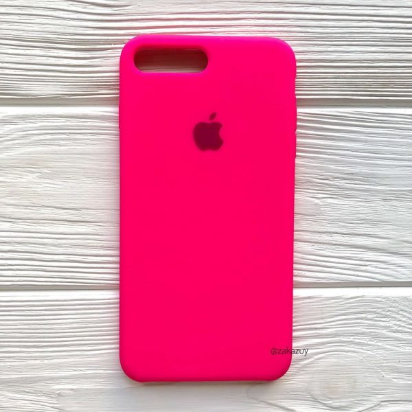 Оригинальный чехол Silicone Case с микрофиброй для Iphone 7 Plus / 8 Plus №47 (Ultra Pink)