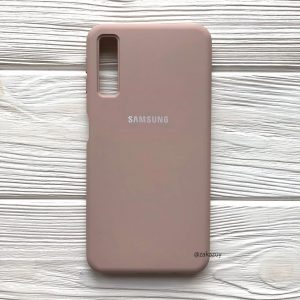 Оригинальный чехол Silicone Cover 360 с микрофиброй для Samsung Galaxy A7 2018 (A750) Pink Sand
