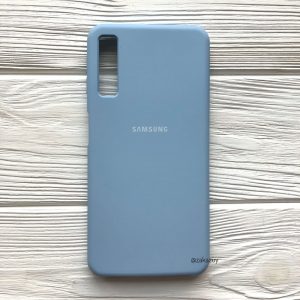 Оригинальный чехол Silicone Case с микрофиброй для Samsung A750 Galaxy A7 (2018) Lilac Blue