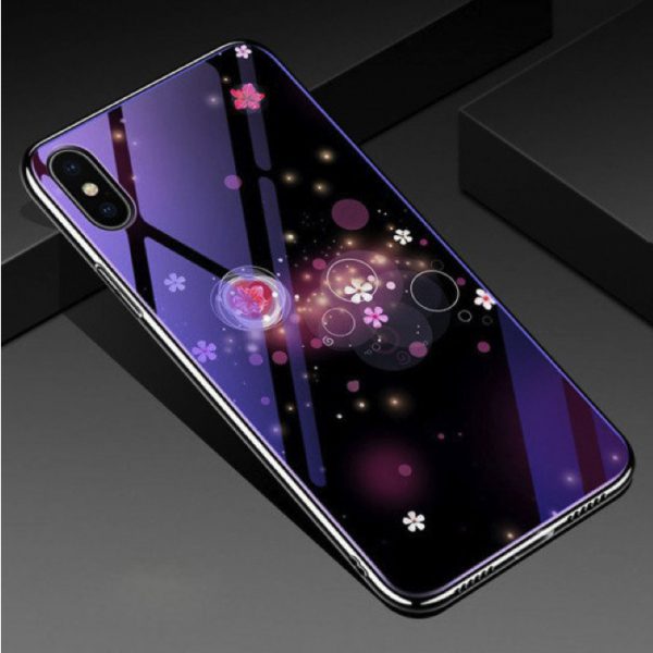 TPU+Glass чехол Fantasy с глянцевыми торцами  для Iphone X / XS (Bubbles with flowers)