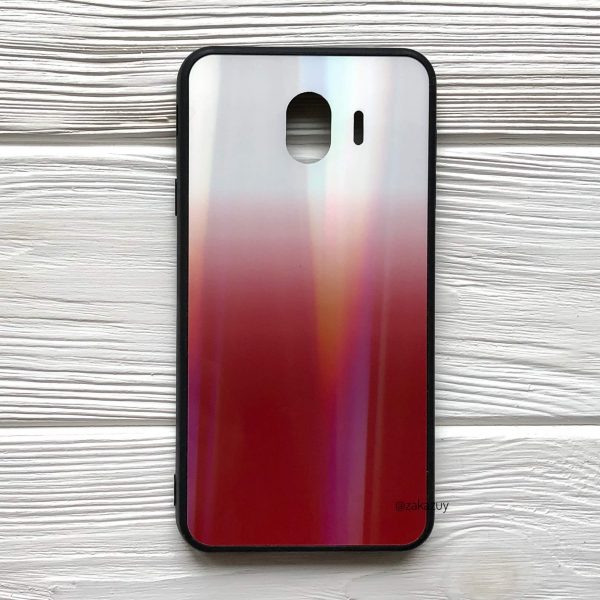TPU+Glass чехол Gradient Aurora с градиентом для Samsung J400 Galaxy J4 2018 (Белый / Красный)