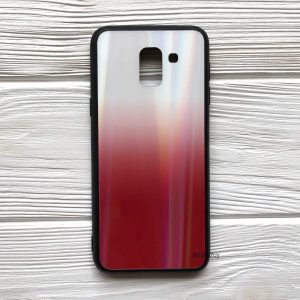 TPU+Glass чехол Gradient Aurora с градиентом  для Samsung J600 Galaxy J6 2018 (Красный / Red)