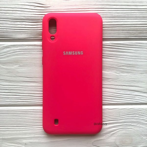 Оригинальный чехол Silicone Cover 360 с микрофиброй для Samsung M10 (Ярко-розовый)