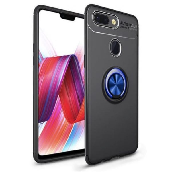 Cиликоновый чехол Deen ColorRing с креплением под магнитный держатель для Xiaomi Mi 8 Lite (Синий / Blue)