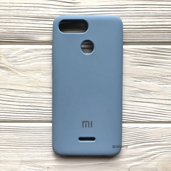 Оригинальный чехол Silicone Case с микрофиброй для Xiaomi Redmi 6 / Redmi 6A (Светло-голубой)