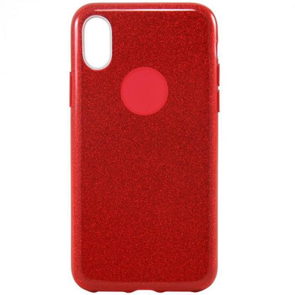 Cиликоновый (TPU+PC) чехол Shine с блестками для Iphone X / XS (Красный)