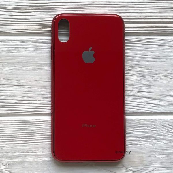 TPU+Glass чехол Glass Case зеркальный для Iphone XS Max (Красный / Red)