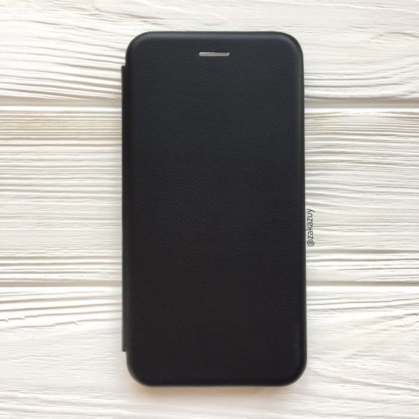 Кожаный чехол-книжка 360 с визитницей для Xiaomi Redmi 7  (Черный)