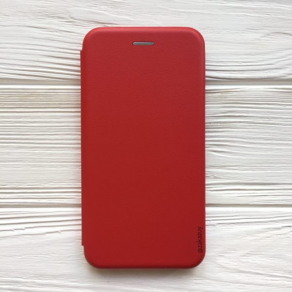 Кожаный чехол-книжка 360 с визитницей для Xiaomi Redmi 7  (Красный)