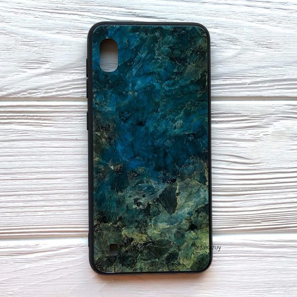 TPU+Glass чехол Luxury Marble с мраморным узором для Samsung A105 Galaxy A10 2019 (Морская волна)