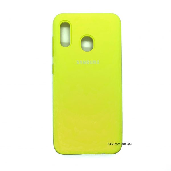 Оригинальный чехол Silicone Cover 360 с микрофиброй для Samsung A205 / A305 Galaxy A20 / A30 (Yellow)