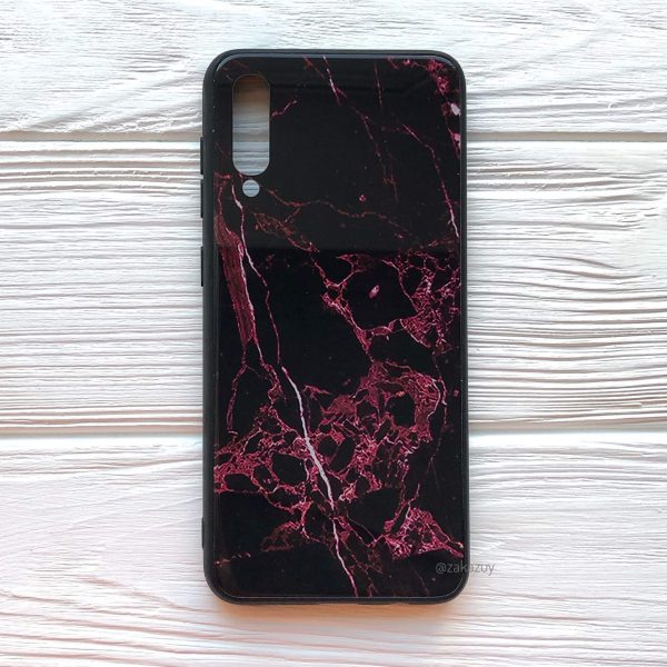 TPU+Glass чехол Luxury Marble с мраморным узором для Samsung  Galaxy A50 2019 (A505) / A30s 2019 (A307) (Марсала)