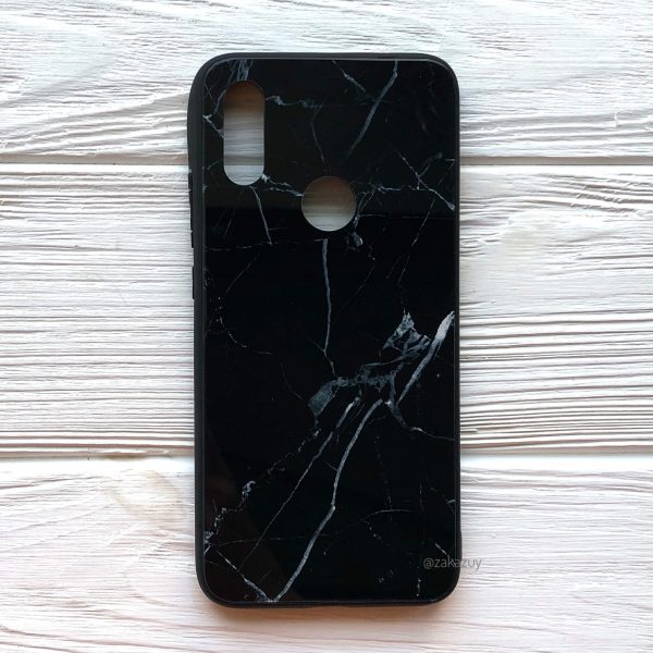 TPU+Glass чехол Luxury Marble с мраморным узором для Xiaomi Redmi 7 (Черный)