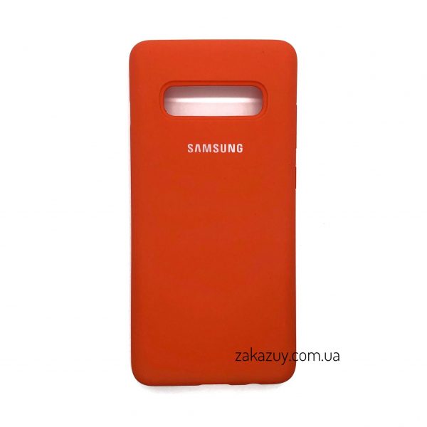 Оригинальный чехол Silicone Cover 360 с микрофиброй для Samsung G975 Galaxy S10 Plus (Orange)