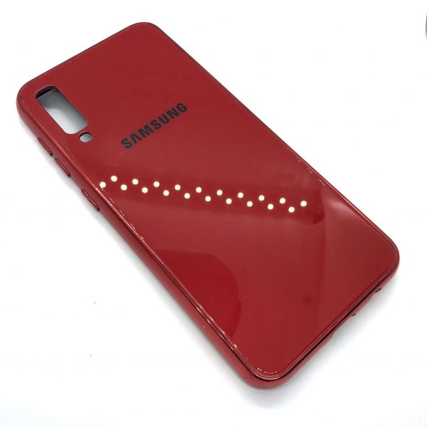 TPU+Glass чехол Glass Case Logo зеркальный для Samsung Galaxy A70 2019 (A705) Красный