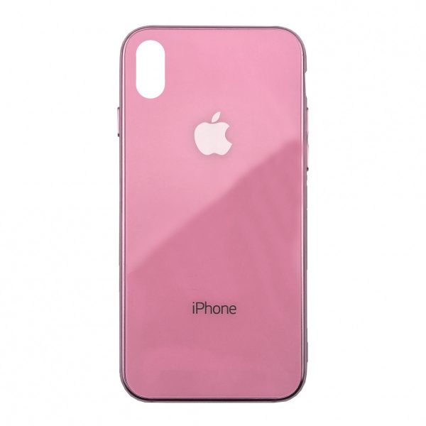 TPU+Glass чехол Glass Case зеркальный для Iphone XS Max (Pink)