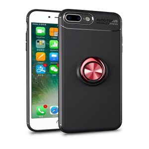 Cиликоновый чехол Deen ColorRing c креплением под магнитный держатель для Iphone 7 Plus / 8 Plus (Черный / Красный)